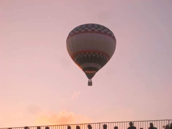A hot air balloon over Bonnaroo.